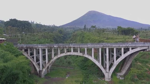 Sigandul bridge in temanggung in central java Stock Footage 129349343