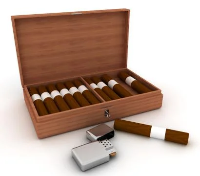 Sigars in an open box Stock Illustration