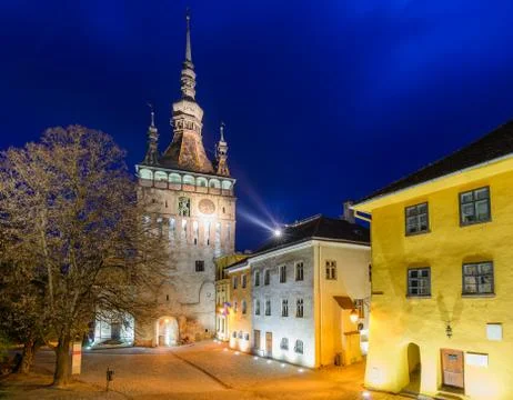 Sighisoara, at night Stock Photos
