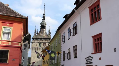 Sighisoara Tower Clock Stock Footage 46126288