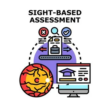 Sight based assessment examining optical computer data Stock Illustration