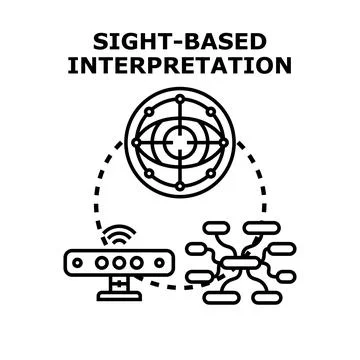 Sight based interpretation analyzing visual data concept Stock Illustration