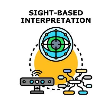 Sight based interpretation analyzing visual data concept Stock Illustration