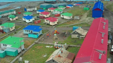 Sight at settlement from above. Stock Footage 164553883