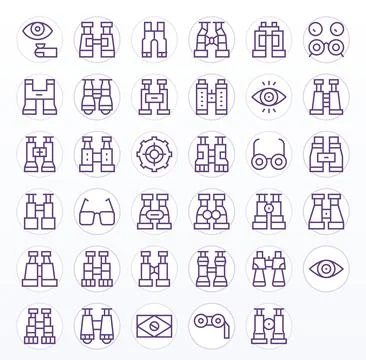 Sight Vector Icon Set with 35 Regular Line 64x64 Pixel Optimized Graphics Stockillustratie
