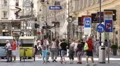 Sightseeing Bicycle Tour Graben Shopping Street Vienna Crowded Pedestrians Zone HD Footage