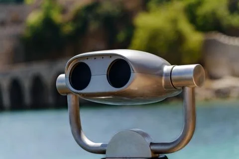 Sightseeing binoculars close-up for sightseeing located at a remote distance Stock Photos