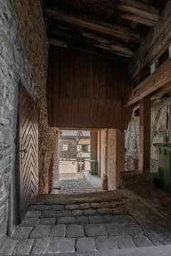 Sightseeing in black forest half timber house hallway Stock Photos