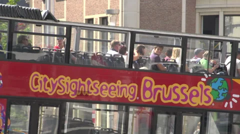 Sightseeing Brussels Bus Stock Footage 37065301