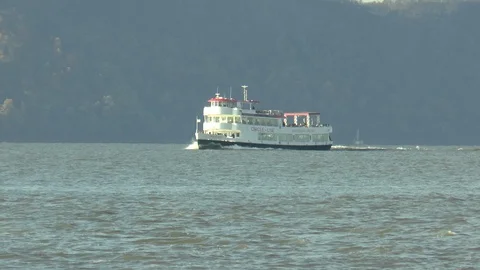 Sightseeing Cruise Ship Hudson River New York Stock Footage 122043249