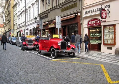 Sightseeing in a Ford model A Stock Photos