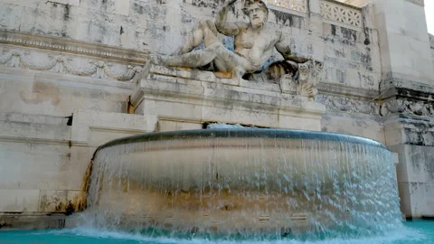 Sightseeing the large fountain with the statue symbolizing the Adriatic Sea Stock Footage 146123721