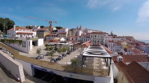 Sightseeing  Portas do Sol, LISBON, PORTUGAL - AUGUST 25, 2017 Stock Footage 80643736
