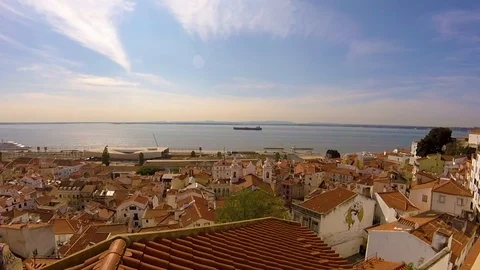 Sightseeing Portas do Sol, LISBON, PORTUGAL - AUGUST 25, 2017 Video stock 88994620