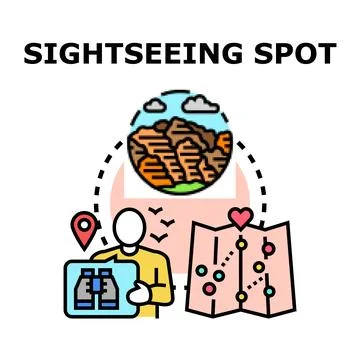 Sightseeing spot featuring tourist planning trip concept Stock Illustration