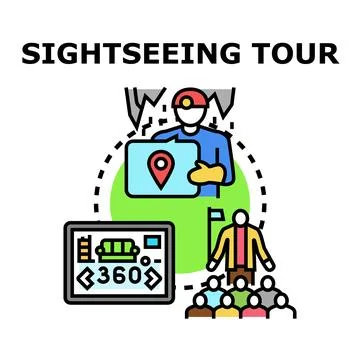 Sightseeing tour guide leading group exploring destination Ilustración de archivo