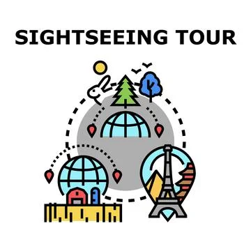 Sightseeing tour travel exploring global destinations concept Stock Illustration