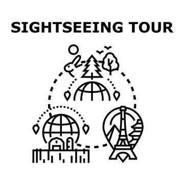Sightseeing tour travel exploring global destinations concept Stock Illustration