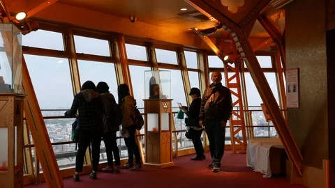 Sightseeing tourists on observation platform, Osaka, Japan. Stock Footage 90128602