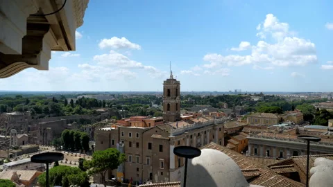 The sightseeing view on the Palace of Senators and Roman Forum in sunny day Stock Footage 142162759