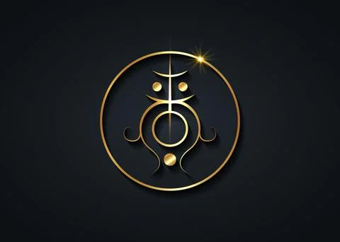 Sigil for clearing the root and sacral chakra. Sacred Geometry Gold magic symbol Stock Illustration