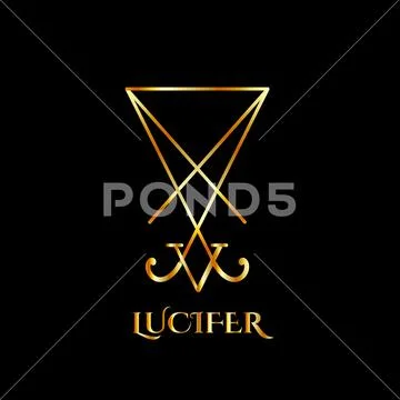 Sigil of Lucifer- A symbol of satanic god Lucifer in gold: Graphic ...