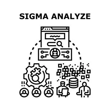 Sigma analyze process for data management research Stock Illustration
