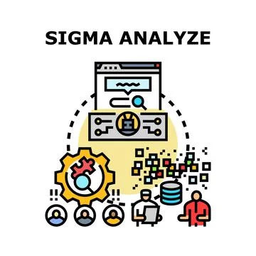 Sigma analyze process for data management research Stock Illustration
