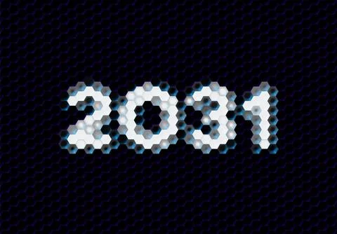 Sign of the 2031 year with hex pixel grid. New Years number or digits for Stock Illustration