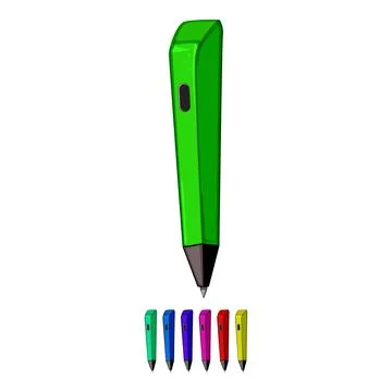 Sign 3d pen cartoon vector graphic Illustrazione stock
