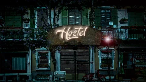Sign 507 - Hostel Stock Footage 123051054