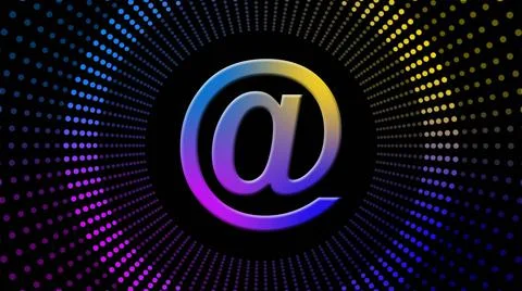 AT sign - abstract background of multicolor dots in rings arranged in tube Stock Illustration