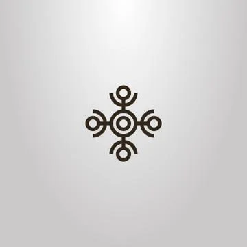 Sign of an abstract element of an ornament of four humanoids with arms raised up Stock Illustration