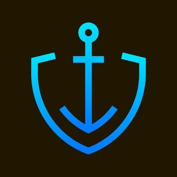 Sign of anchor on shield Stock Illustration