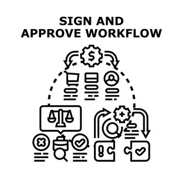 Sign and approve document workflow process vector art Stock Illustration