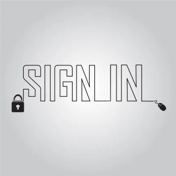 Sign in and line text, security concept 스톡 일러스트