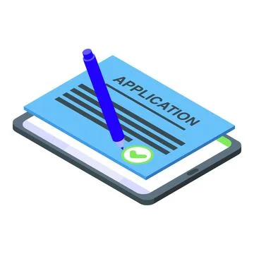 Sign application icon isometric vector. Approve document 스톡 일러스트