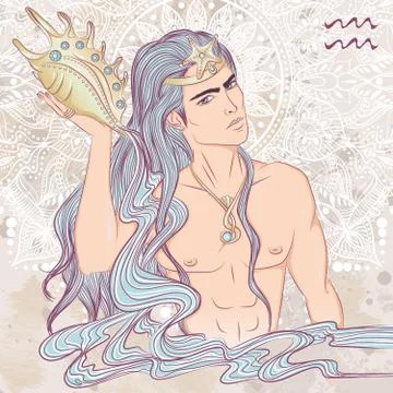 Sign of Aquarius as a man Stock Illustration