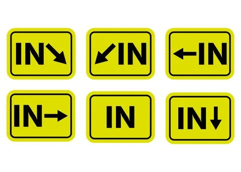 IN sign with arrow icon set Stock Illustration
