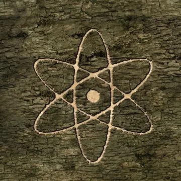 Sign atom on bark Stock Illustration