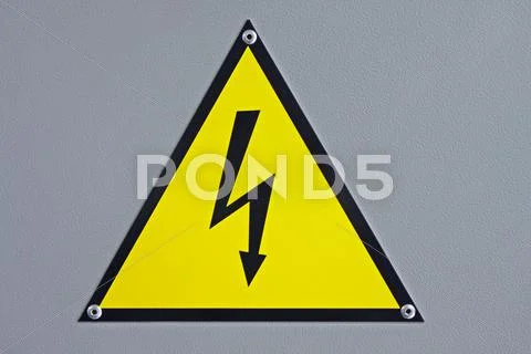 Sign of attention to electrical energy and danger of electrocution Stock Photos