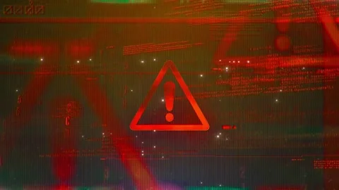 Sign attention warning error danger on High Technology Futuristic Background Stock Footage 343339048