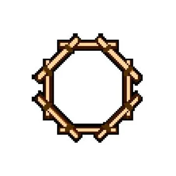 Sign bamboo frame pixel art vector illustration Stock Illustration