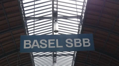 A sign of basel sbb train station 4k 30fps video Stock Footage 240215055