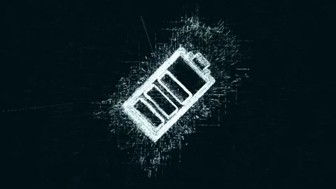 Sign Battery logo, a design consisting of a code of numbers and a symbol Video stock 87709342