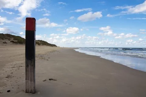 A sign on a beach Stock Photos