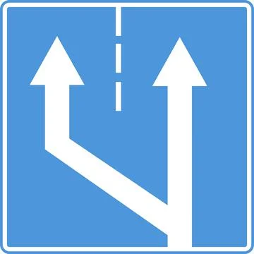 The sign for the beginning of the left lane. Stock Illustration