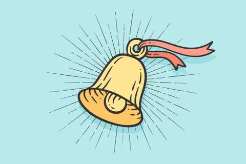 Sign bell with light rays Stock Illustration