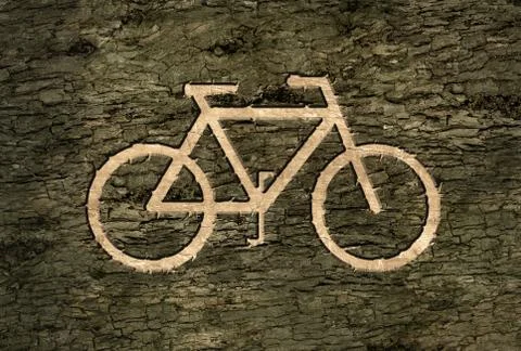 Sign bicycles on the bark Stock Illustration