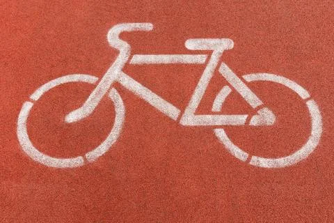 Sign bike on a bike path. The concept of a healthy lifestyle. Stock Photos